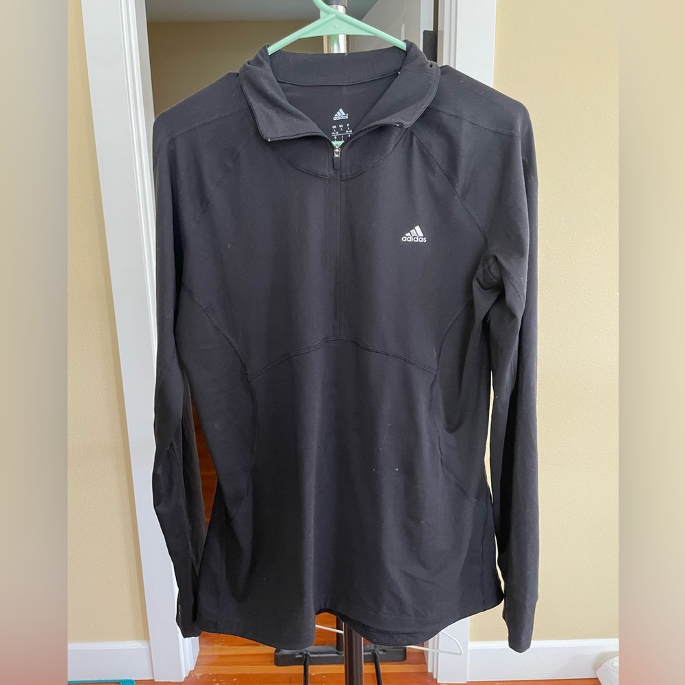 Adidas 1/4 zip sweatshirt. Black, size large.